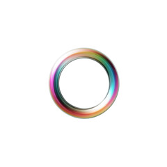 A vibrant, iridescent ring, transparent and circular, isolated on a transparent background. background removed