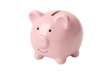 Obraz premium Pink piggy bank isolated on transparent background, financial savings concept