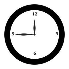 watch wall on a black background, silhouette a clock