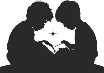 Kids Playing Illustration Vector Art Isolated Black