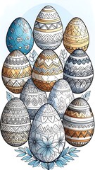 Colorful Easter eggs with intricate patterns
