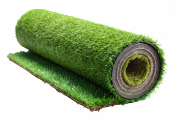 Rolled Artificial Grass Turf with Colorful Border green lawn isolated on a transparent background