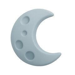 A stylized crescent moon icon with a smooth surface and circular indentations.