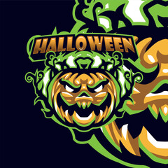 Pumpkin Halloween mascot Logo template	
