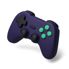 A purple video game controller with buttons, designed for gaming.