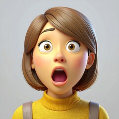 Cartoon woman with wide-eyed surprise