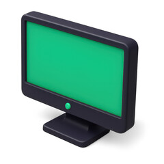 A simple, modern computer monitor with a green screen, suitable for various applications.
