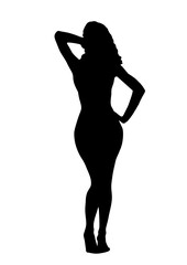 Black silhouette of a girl on a white background