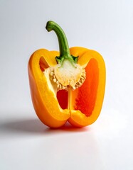 Close-up of a halved orange bell pepper