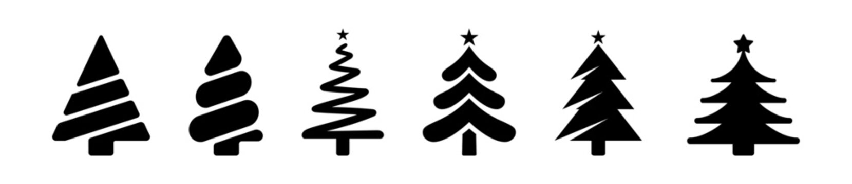A collection of modern and minimal Christmas tree silhouettes featuring various styles
