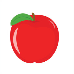 Cartoon Red Apple Fruit Icon, Cute Flat Vector Illustration Clipart