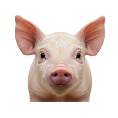 Adorable pink piglet face isolated on transparent background