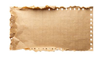 A torn-out kraft paper sheet with rough brown recycled texture and no grid lines