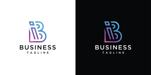 The monogram letter BI logo is made with lines, a design for a luxurious, elegant and simple business.