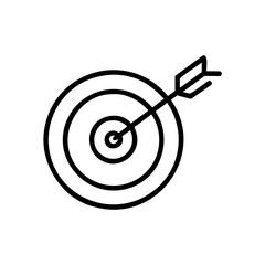 Target with arrow hitting the bullseye in minimalist black design  