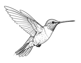 Obraz premium Elegant black and white hummingbird sketch