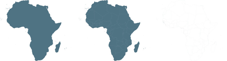 Africa map vector illustration, Africa silhouette continent, High detailed map and outlined style. Template for your design, Vector elements isolated on white background