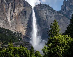 Majestic waterfall cascading down granite cliffs (1)