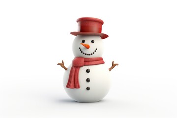 Cheerful snowman with red accessories