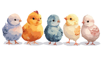 Fototapeta premium Adorable Cute Chickens Vector Illustration for Creative Projects