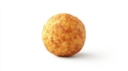This golden brown potato ball is beautifully cooked to perfection, showcasing a crispy exterior that is sure to tempt lovers of comfort food and fried delights.