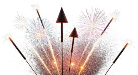 Exploding fireworks in an array of vivid colors against a black backdrop