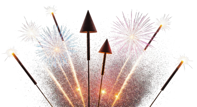 Exploding fireworks in an array of vivid colors against a black backdrop
