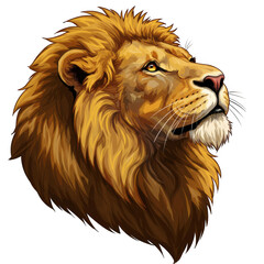 Majestic lion head profile vector illustration isolated on transparent background