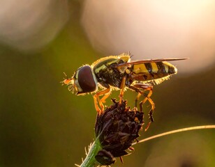 Close-up of a hoverfly on a flower