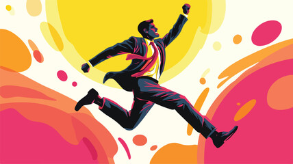 Obraz premium Energetic Businessman leaping in Vector Art