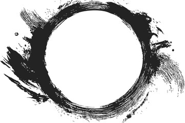 Enso circle sketch, hand drawn black ink brushstroke with grunge texture — stock vector