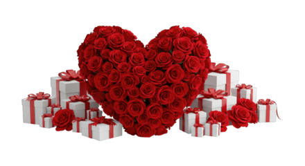 Rose heart with stacked presents
