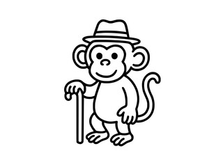 Cartoon Monkey Line Art for Coloring and Design