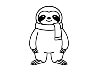 Cartoon Sloth Line Art for Coloring and Design