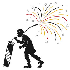happy new year celebration black and white vector