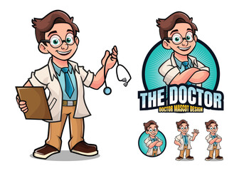 Cartoon Doctor Mascot Icon – Medical Worker and Healthcare Character Illustration