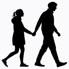 silhouette of a couple black and white vector