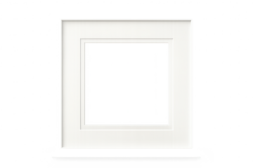 Clean white frame mat with central opening isolated on transparent background