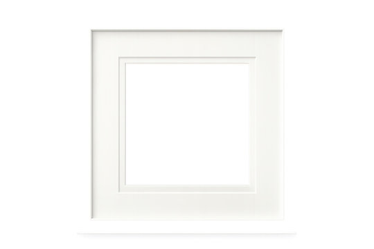 Clean white frame mat with central opening isolated on transparent background