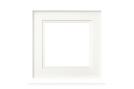 Clean white frame mat with central opening isolated on transparent background