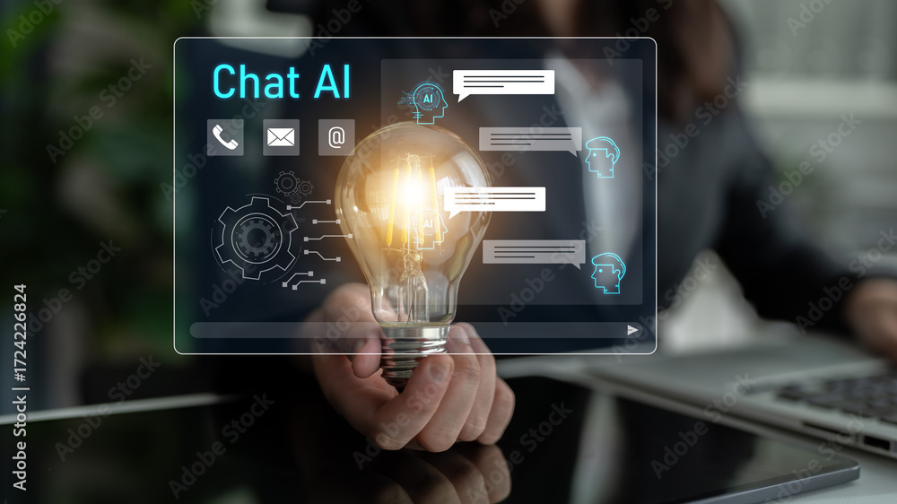 Poster ai chatbot interface facilitates communication, chatbot, and ai interaction for automated user suppo