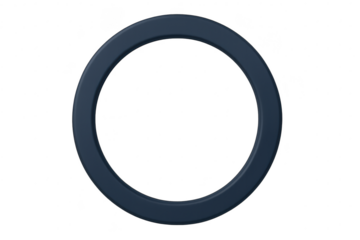 Isolated dark blue circular ring on transparent background, a sleek modern symbol.