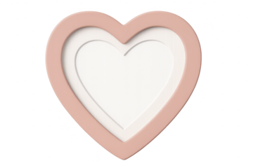 Modern layered pink and white heart shape isolated on transparent background