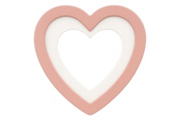 Pink and white 3D heart shape isolated on transparent background, symbol of love