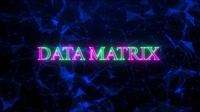 Data Matrix Neon Text On Abstract Digital Network Background. Futuristic Big Data, Ai, And Technology Concept.data Matrix Neon Glow On Futuristic Digital Network Background - Abstract Technology Conce