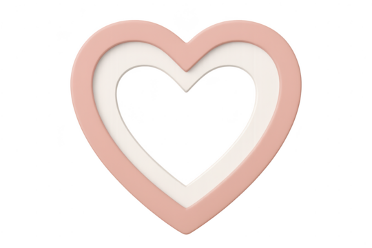 Elegant 3D rendered layered heart shape in pastel pink and cream isolated on transparent background
