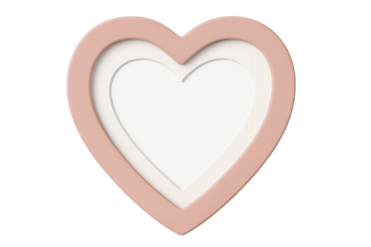 Modern layered pink and white heart shape isolated on transparent background