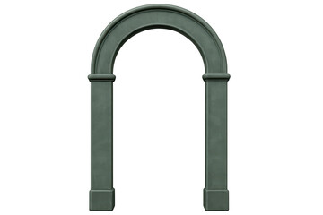 Classic grey stone archway with columns isolated on transparent background