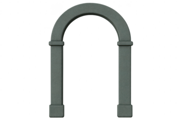 Grey architectural archway isolated on transparent background for design