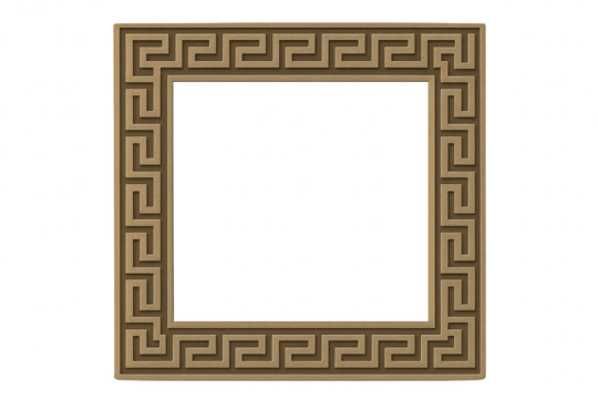 Elegant brown Greek key meander pattern frame isolated on transparent background